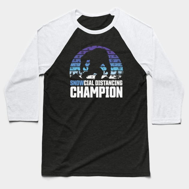 SNOWcial Distancing Champion - Yeti Winter Edition of Social Distancing Champion Baseball T-Shirt by ZowPig Shirts